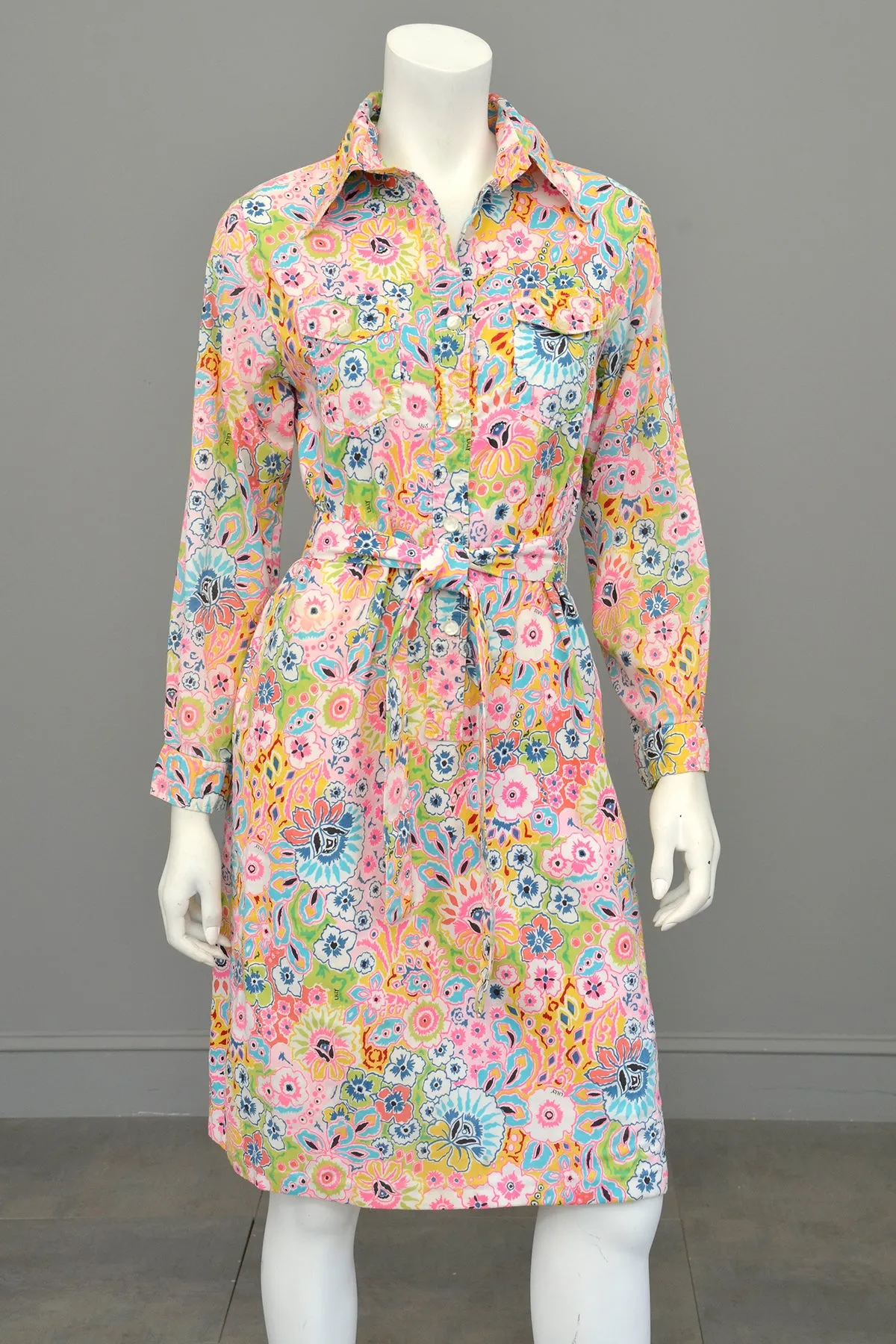 1960s Vintage Lilly Pulitzer Floral Print Button Down Dress | The Lilly Dress