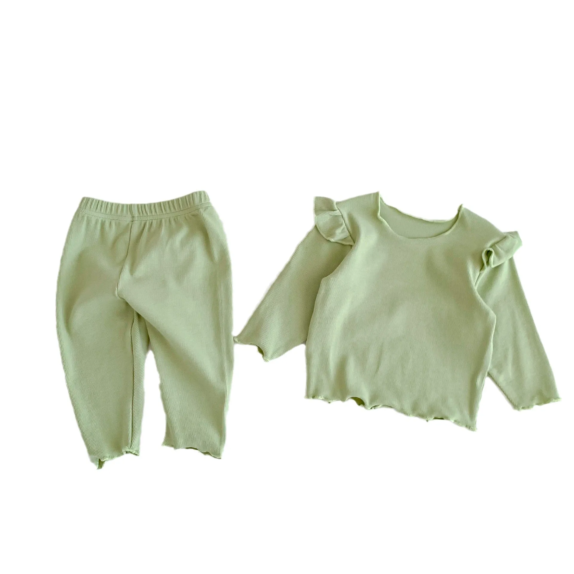 2 Pieces Set Baby Kid Girls Solid Color Tops And Pants Wholesale 23101906