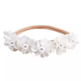 Baby Girl Mini Little Flower Crown Headband in Milk White