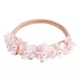 Baby Girl Mini Little Flower Crown Headband in Sunset Snow