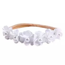 Baby Girl Mini Little Flower Crown Headband in White Petals