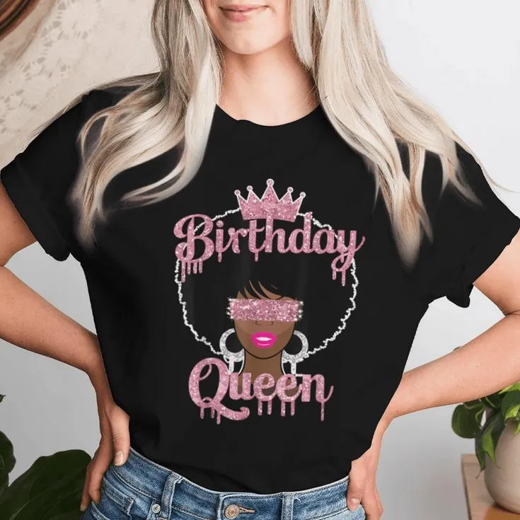 Beautiful Afro Birthday Queen Women T-shirt