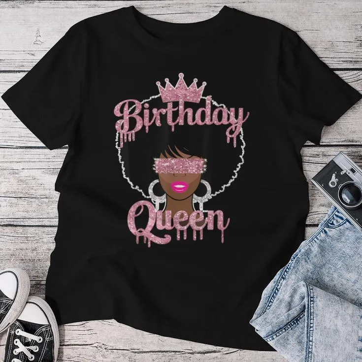 Beautiful Afro Birthday Queen Women T-shirt