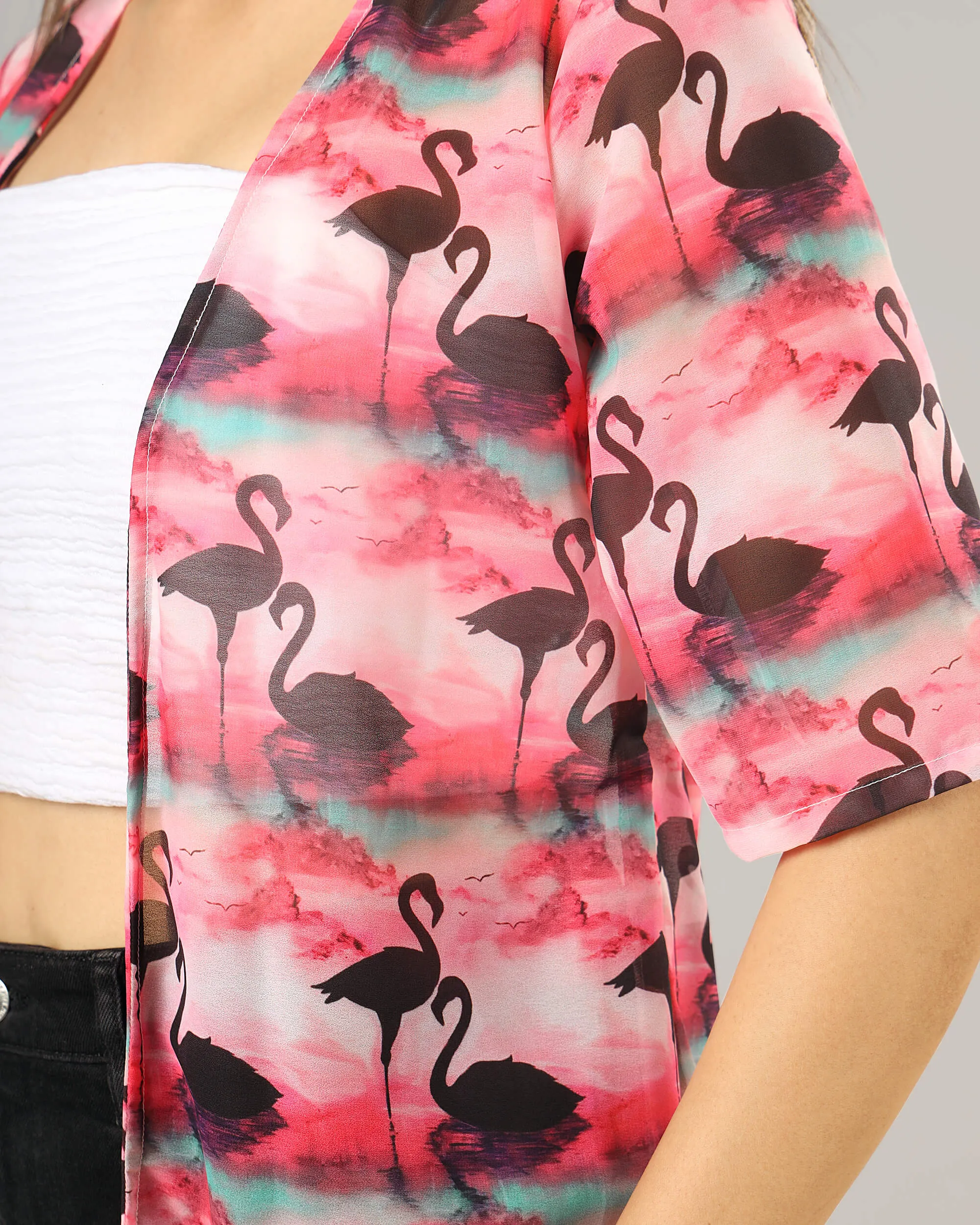 Beautiful Birds Short Sleeve Shrug For Women