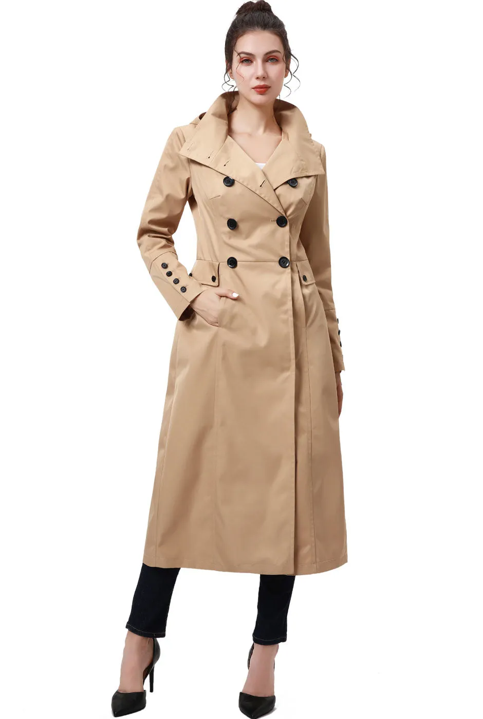 BGSD Women Kelly Waterproof Hooded Maxi Trench Coat