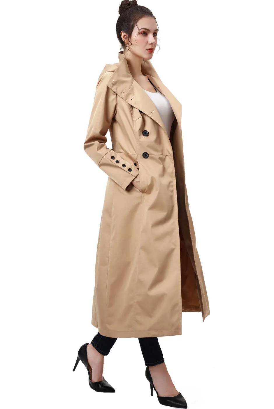 BGSD Women Kelly Waterproof Hooded Maxi Trench Coat