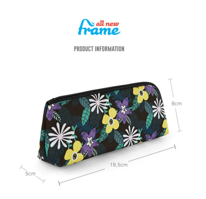 Black Floral Graphic Pencil Cases Flowers Stationery Zipper School 19cm Office Cosmetics Pouches Artists Designer Prints Gifts B