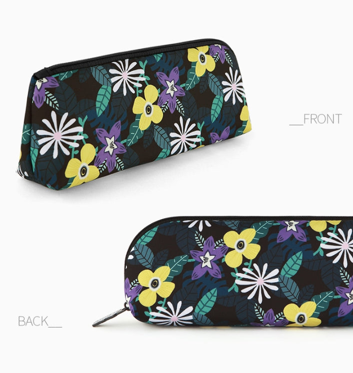 Black Floral Graphic Pencil Cases Flowers Stationery Zipper School 19cm Office Cosmetics Pouches Artists Designer Prints Gifts B