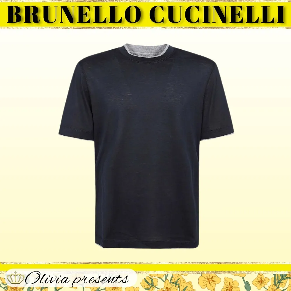 BRUNELLO CUCINELLI  |Silk Plain Cotton Short Sleeves T-Shirts