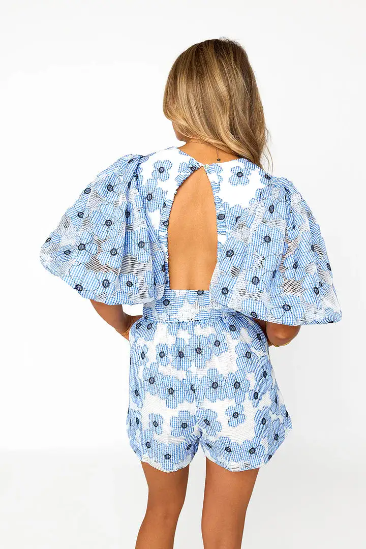 BUDDY LOVE JULIA SHORT SLEEVE ROMPER - BLUE LAGOON