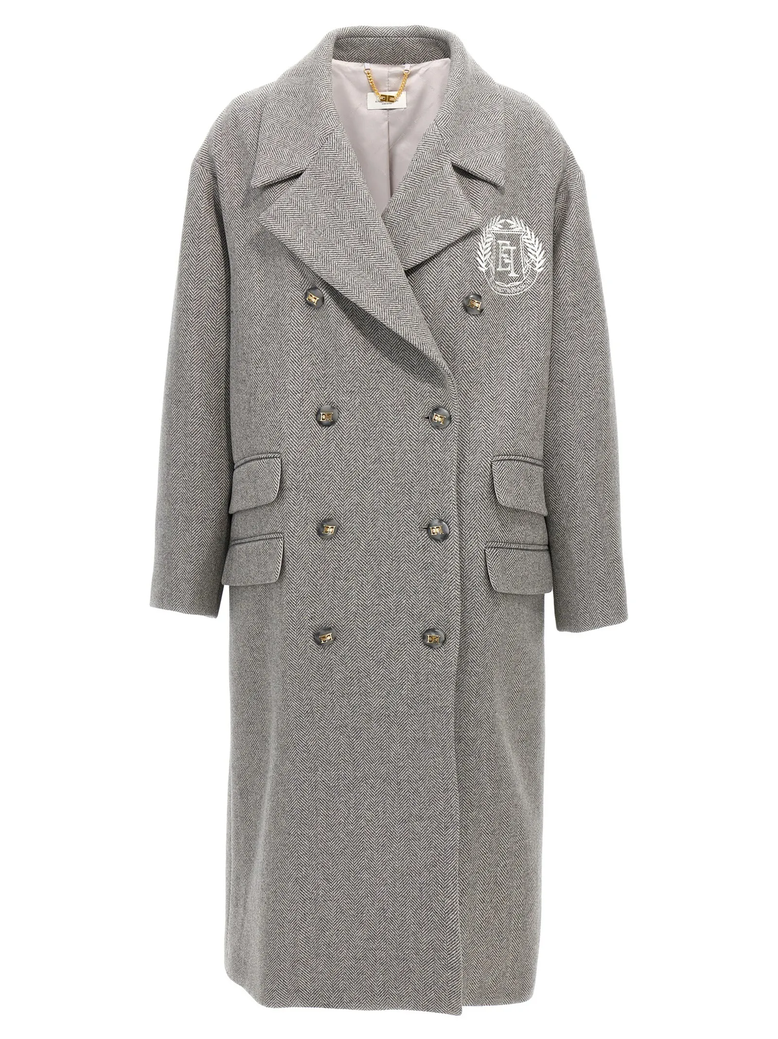 Chevron Double-Breasted Coat Coats, Trench Coats Gray