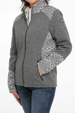 CINCH WOMEN'S GREY AZTEC SWEATER KNIT JACKET