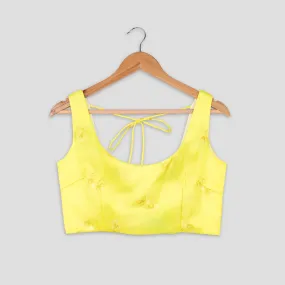 Classic Yellow Round Neck Sleeveless Blouse