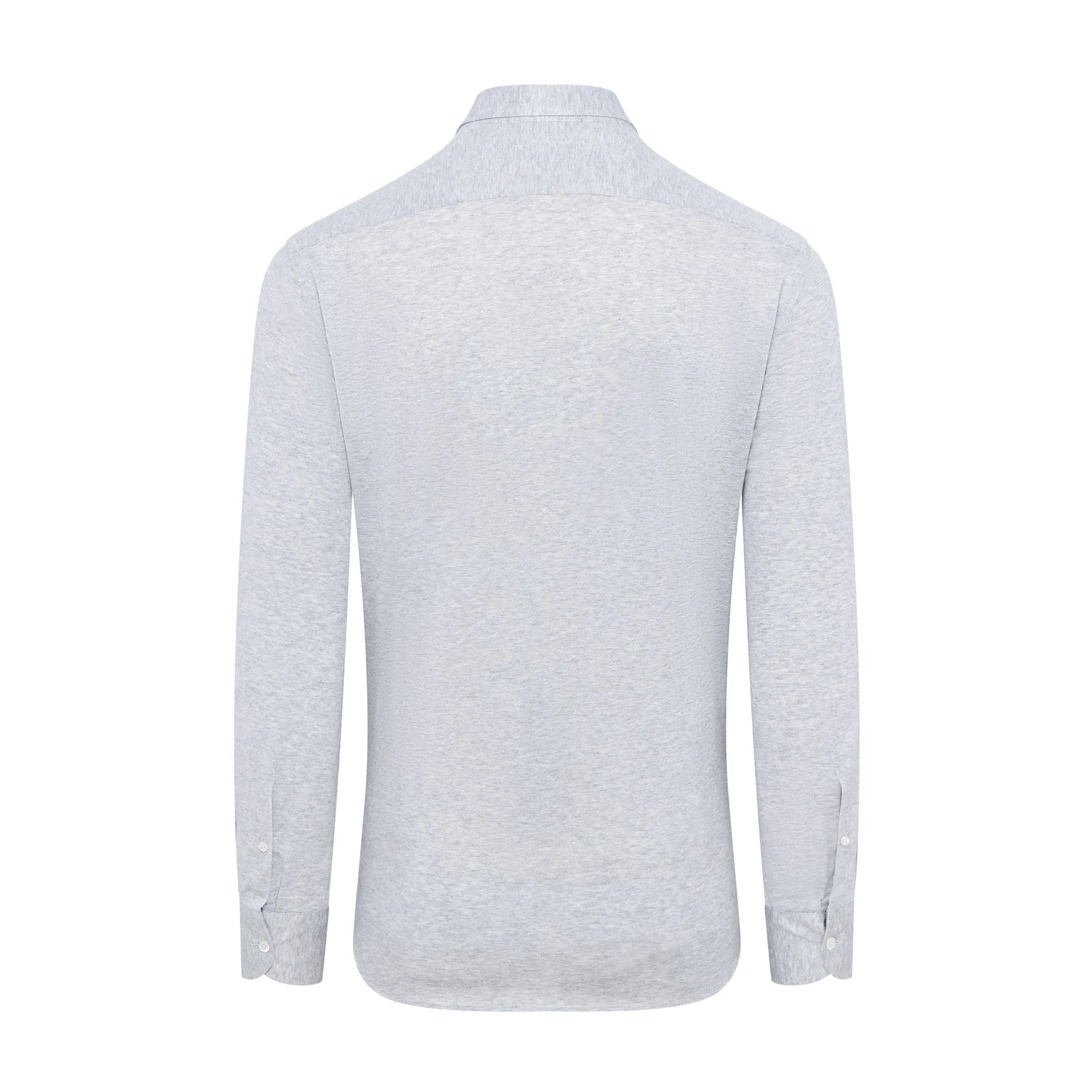 Corneliani Cotton & Silk Long Sleeve Jersey Shirt (Grey Marl)