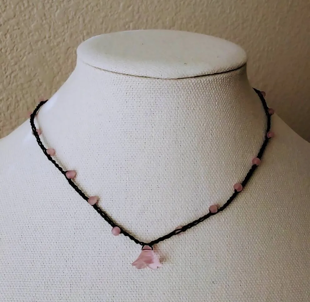 Creations by Jennie J Malloy - Pink Quartz Flower Necklace