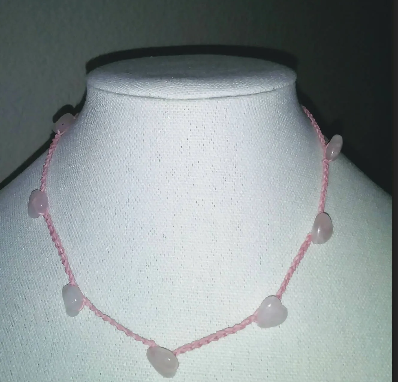 Creations by Jennie J Malloy - Rose Quartz Hearts Necklace