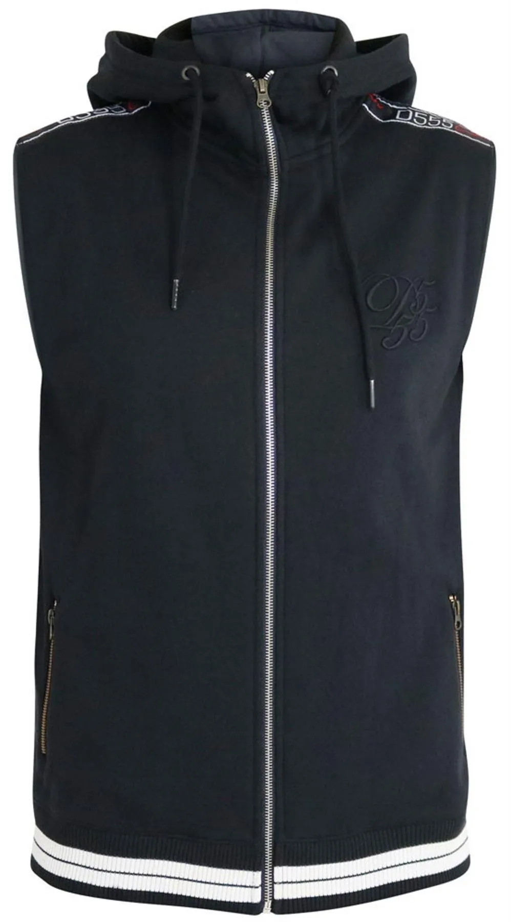 D555 Chemung Sleeveless Hoody With Embroidery - Black