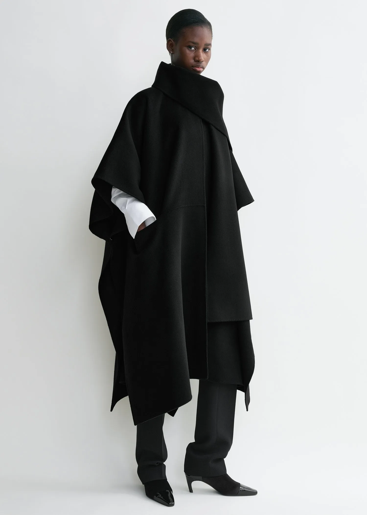 Doublé scarf coat black