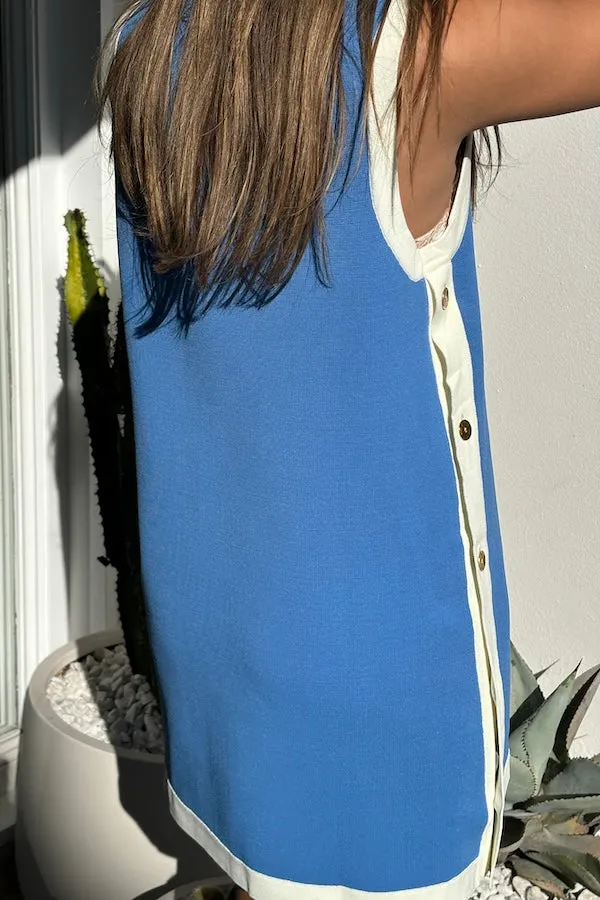 Exclusive Selena Button Tunic Blue/White