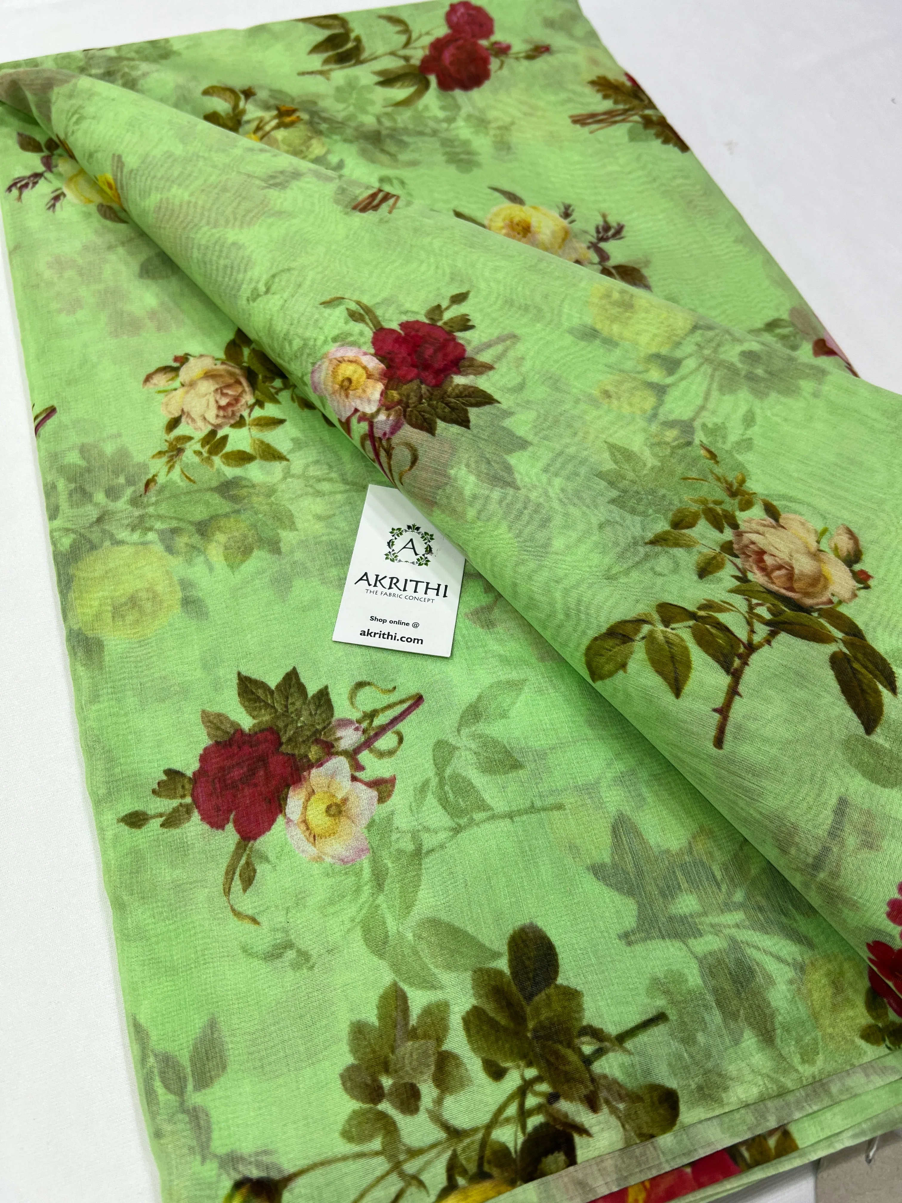 Floral Printed Pure silk cotton fabric