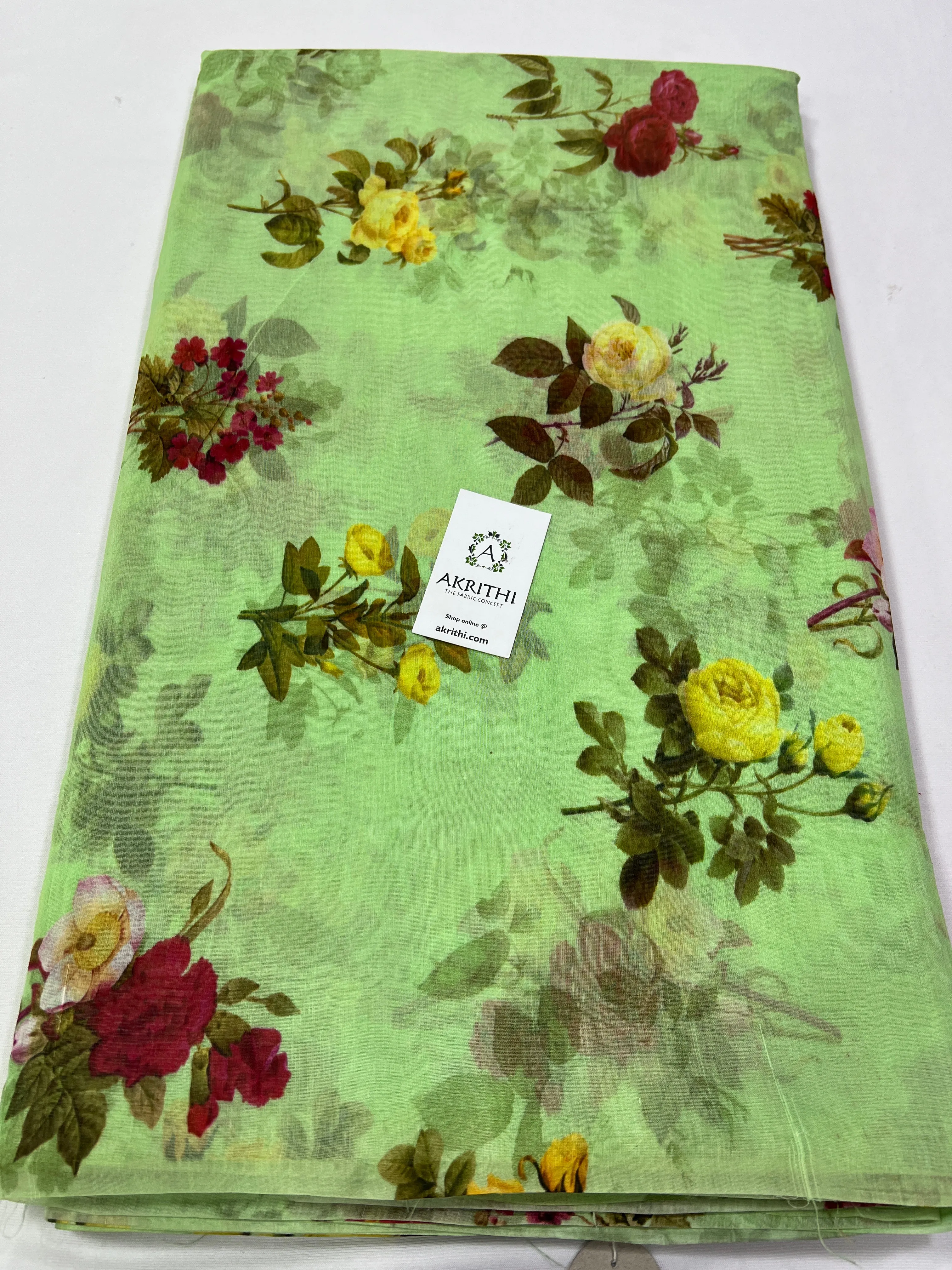 Floral Printed Pure silk cotton fabric