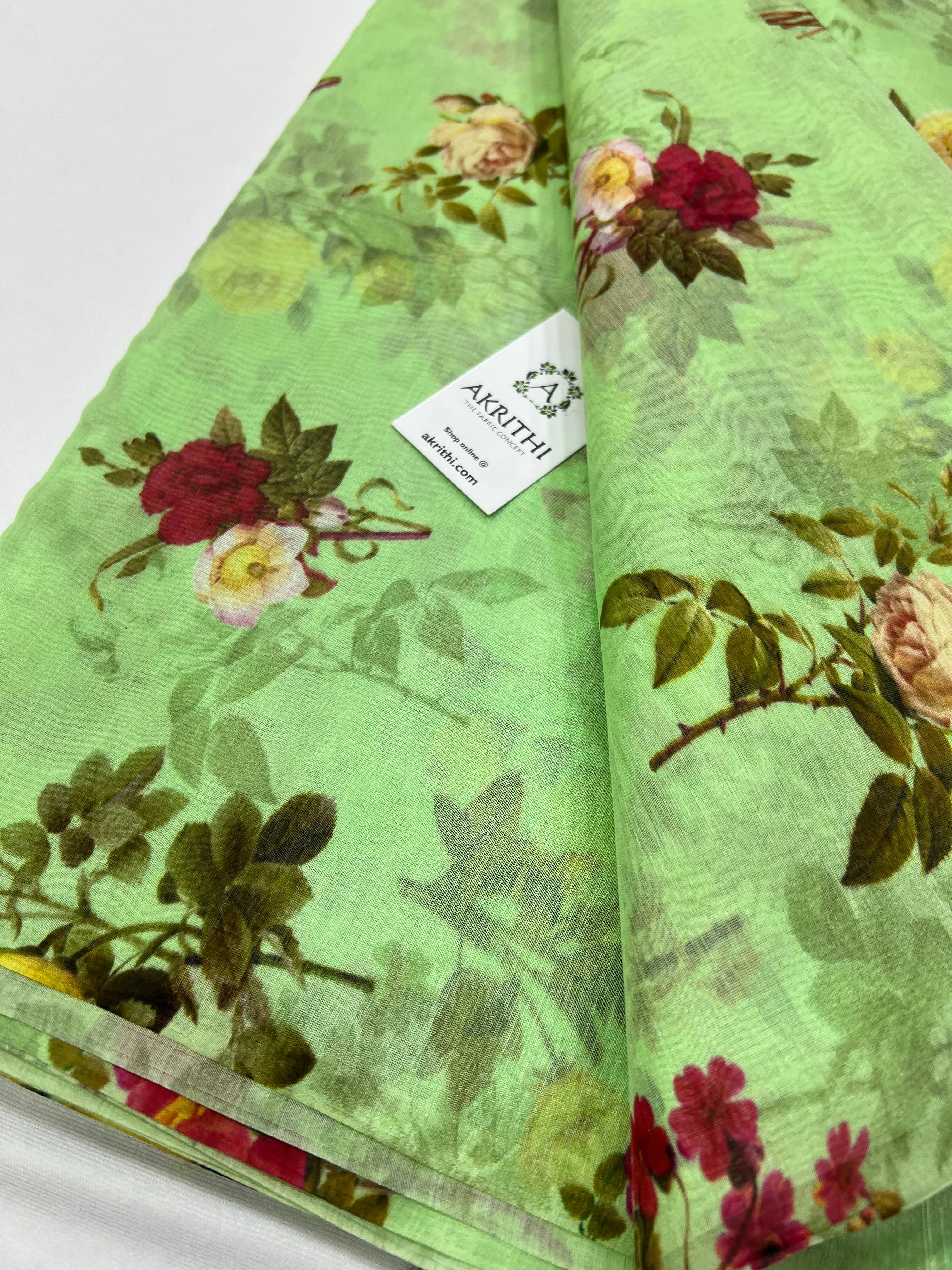 Floral Printed Pure silk cotton fabric