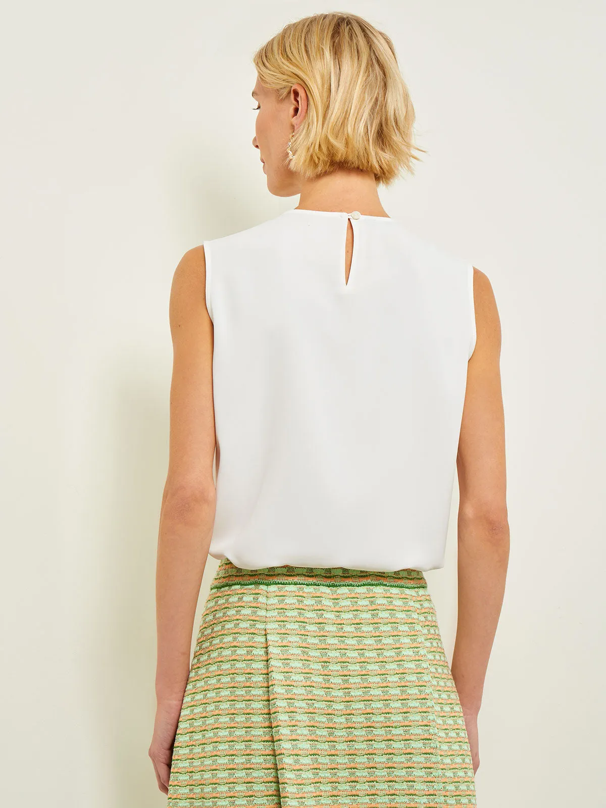 Gathered Neck Sleeveless Blouse - Crepe de Chine