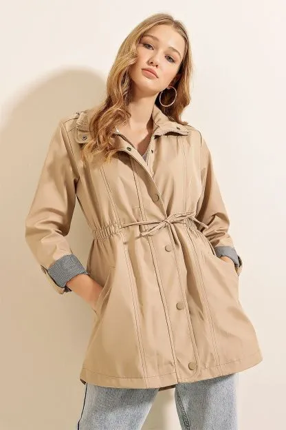 Gathered Waist Trench Coat