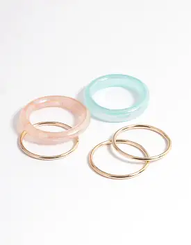 Gold Acrylic & Plain Ring 5-Pack