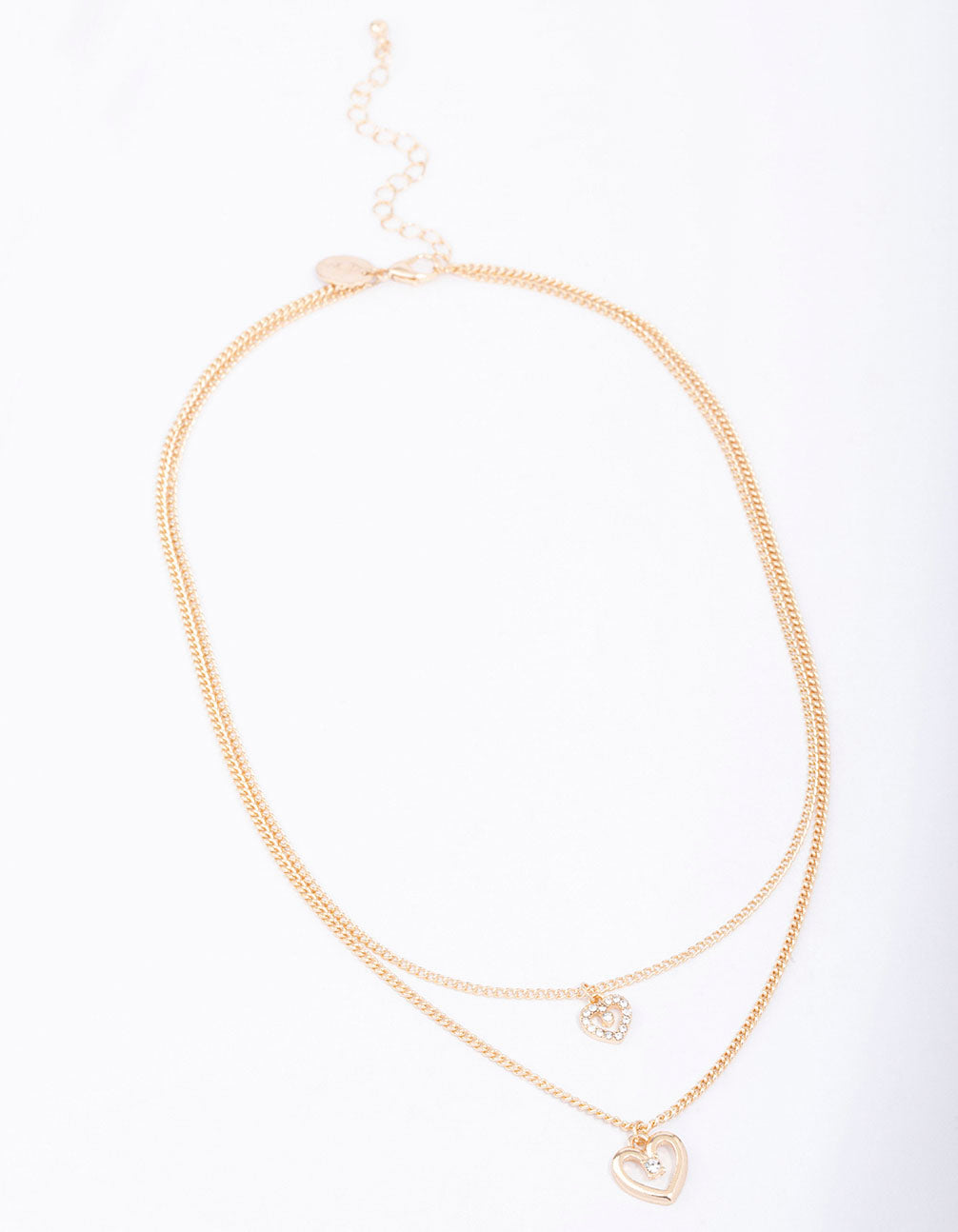 Gold Chain Heart Diamante Layered Necklace