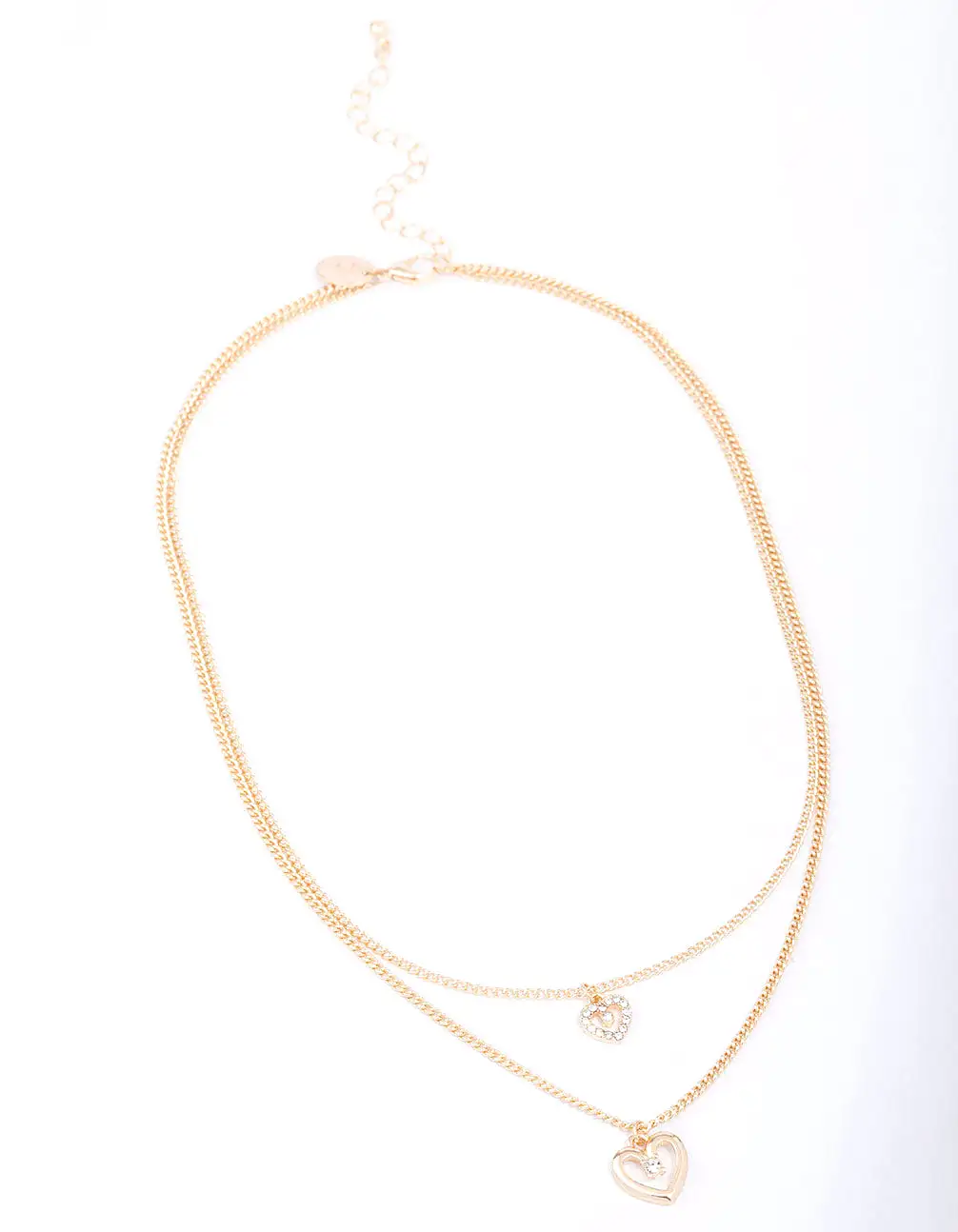 Gold Chain Heart Diamante Layered Necklace