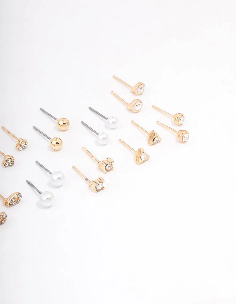 Gold Classic Pearl & Diamante Stud Earring 12-Pack