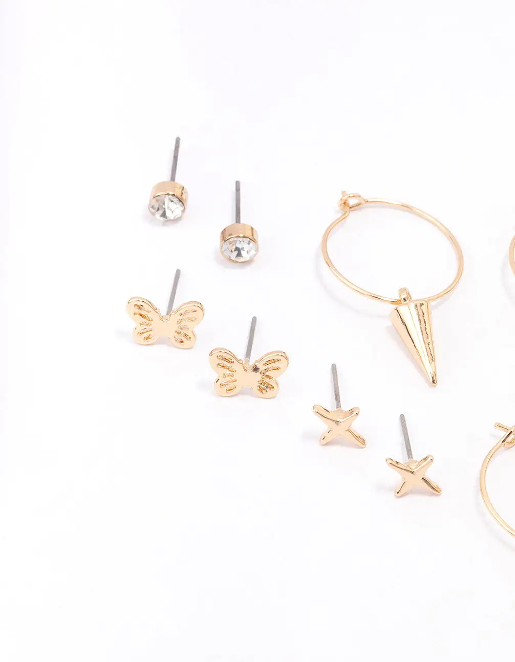 Gold Cross Pointed Earring 8-Pack