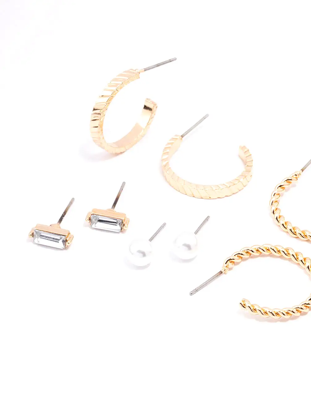 Gold Diamante & Pearl Hoop Earring 8-Pack