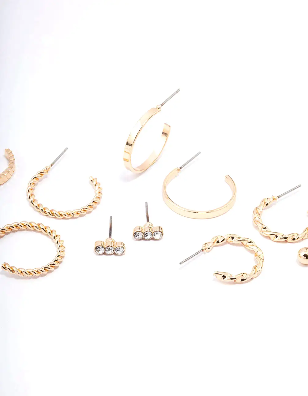 Gold Diamante & Pearl Hoop Earring 8-Pack