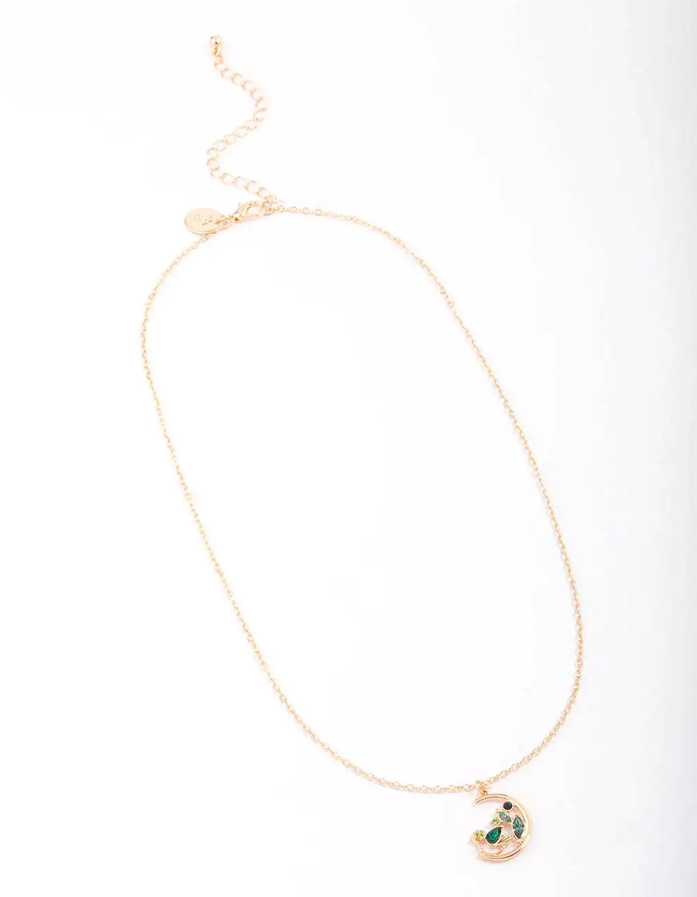 Gold Diamante Moon Celestial Pendant Necklace