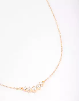 Gold Graduating Diamante Chain Necklace