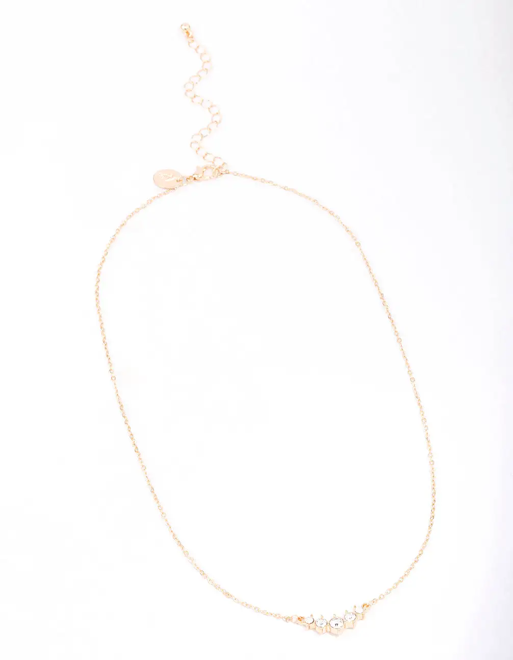 Gold Graduating Diamante Chain Necklace