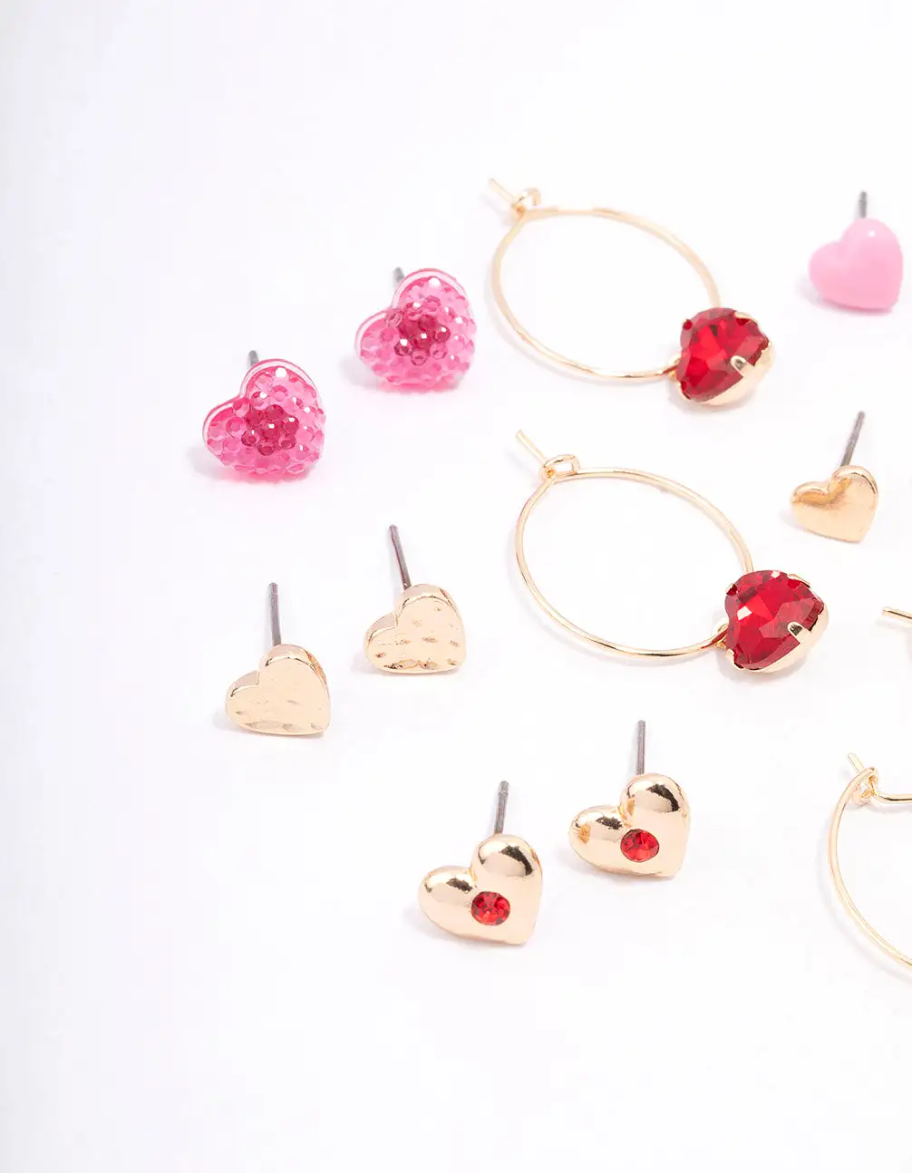 Gold Mixed Heart Earring 8-Pack