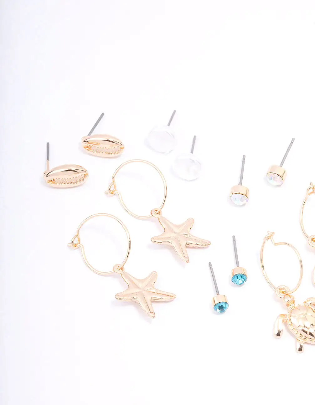 Gold Pearl Seashell Earring 8-Pack