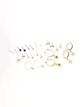 Gold Star & Heart Earring 12-Pack