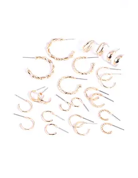 Gold Twisted Hoop Earring 12-Pack