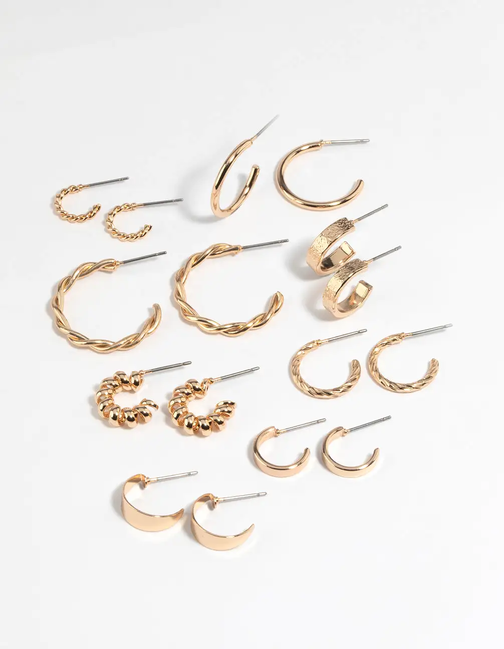 Gold Twisted Hoop Earring 8-Pack