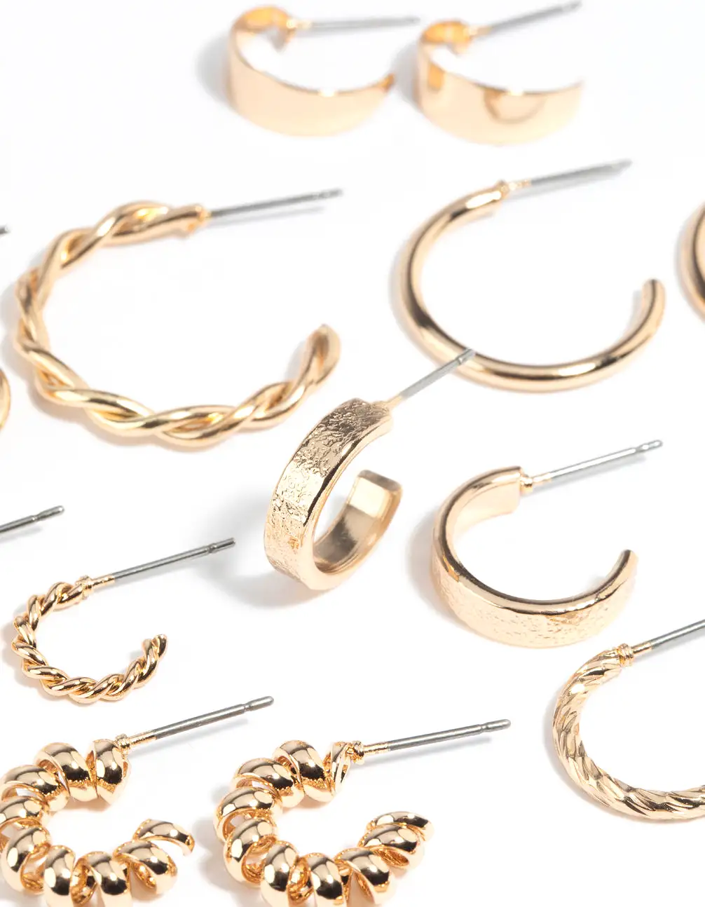 Gold Twisted Hoop Earring 8-Pack