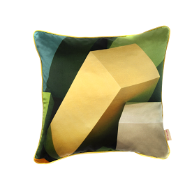 Green Blocks Silk Cotton Square Cushion