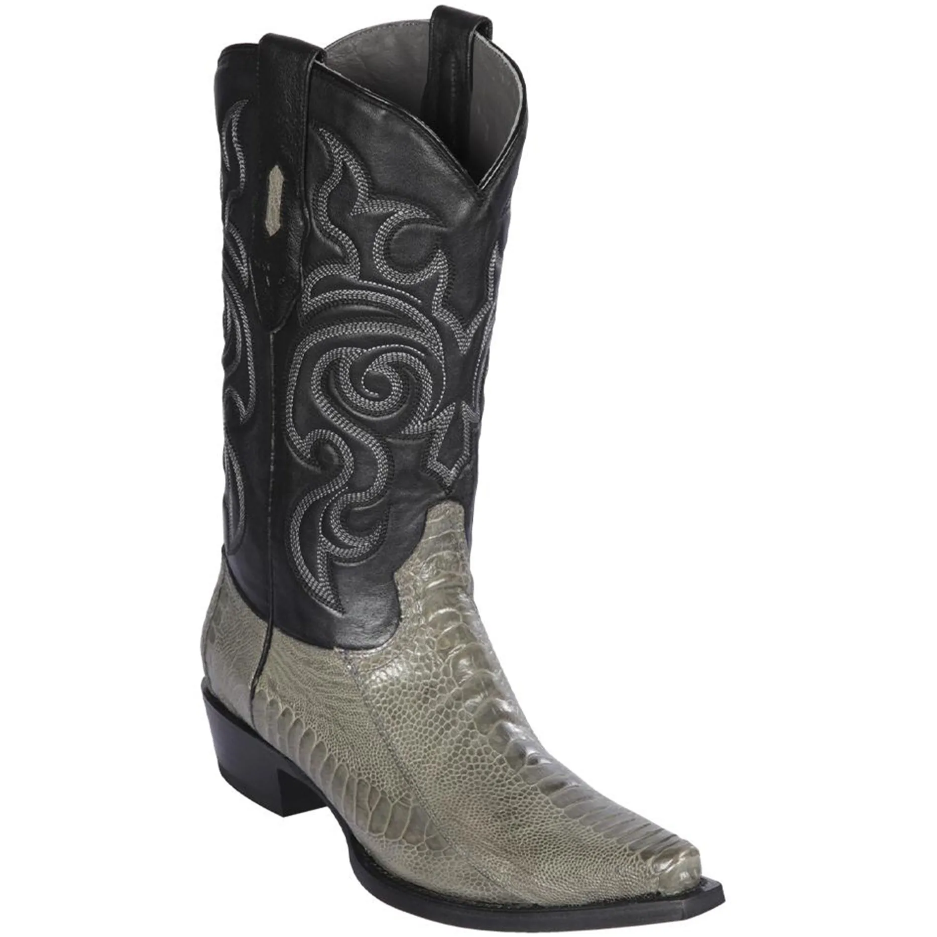 Grey Ostrich Leg Cowboy Boots