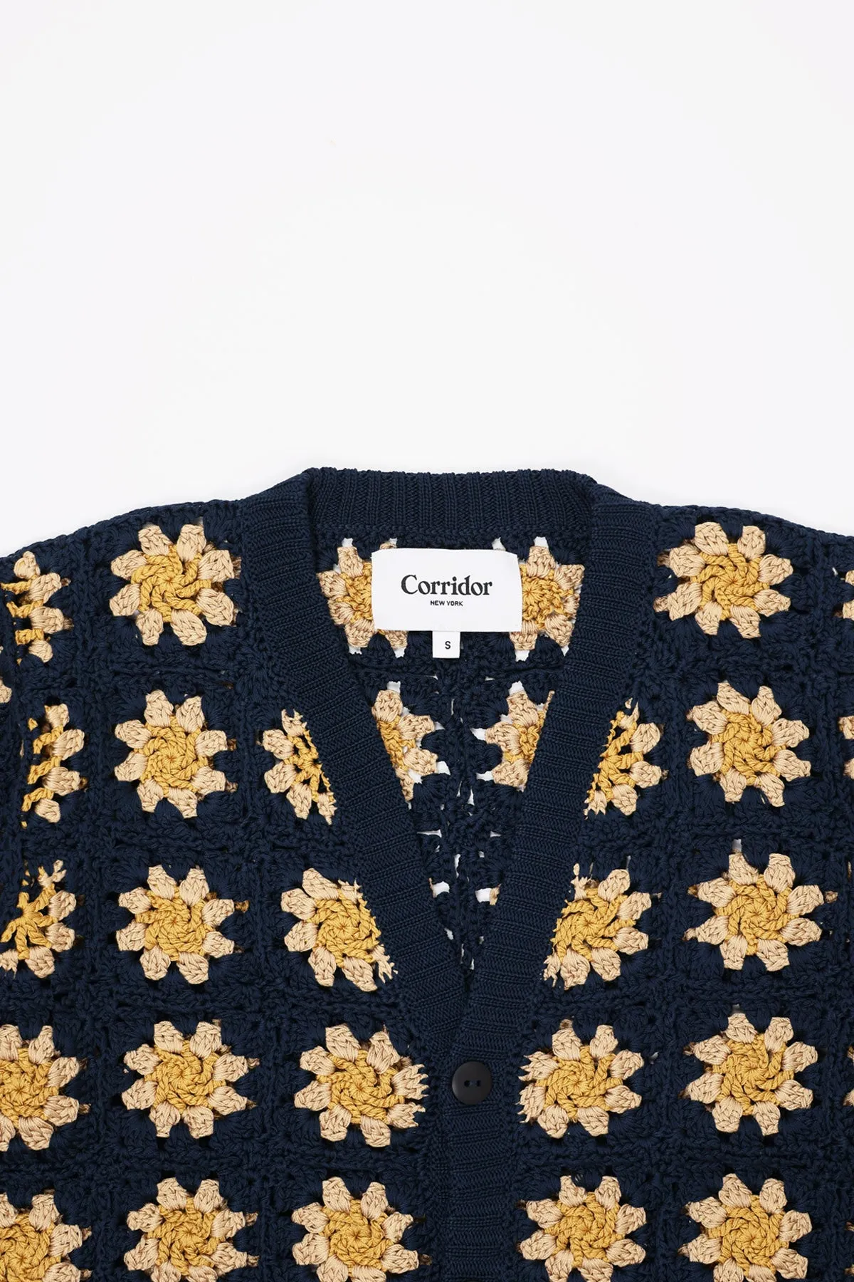 Hand Crochet Pima Cardigan - Navy