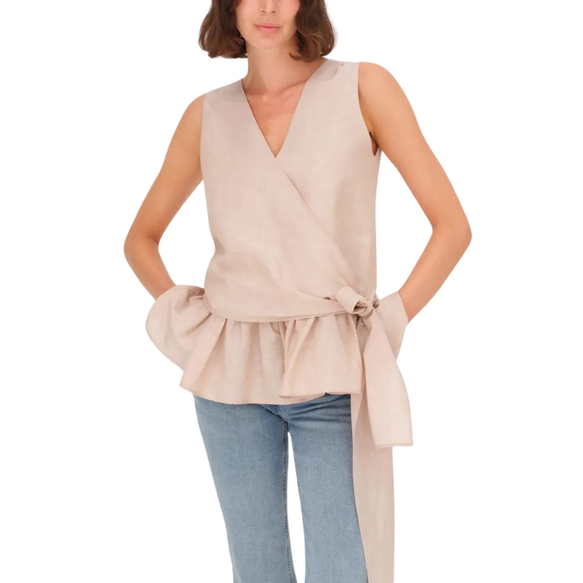 Harshman Linen Leola Tank -Sand