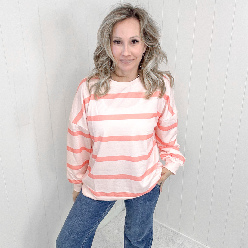 Here for the Stripes Peachy Long Sleeve Top