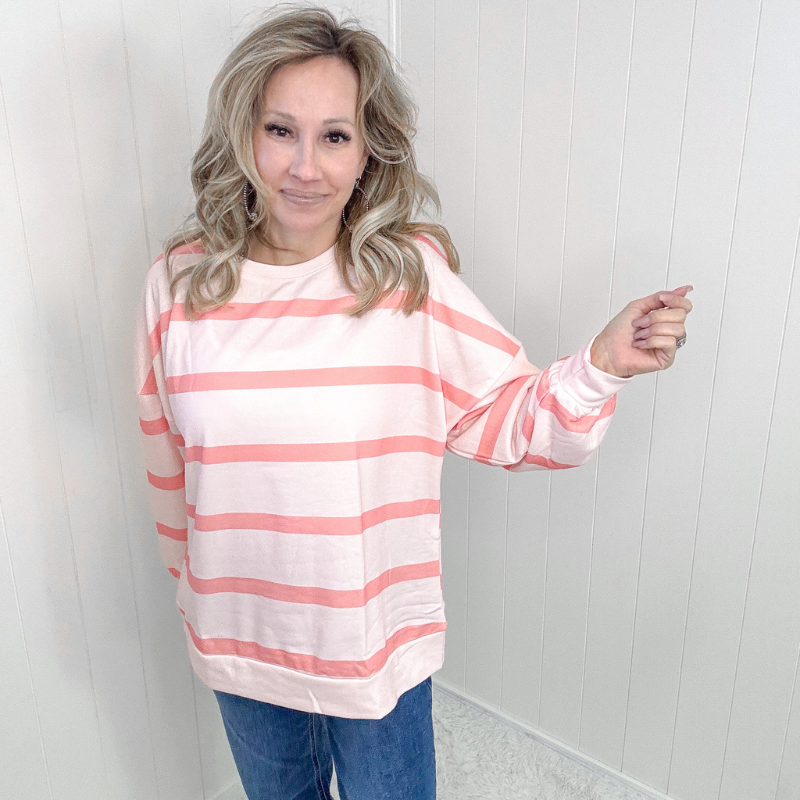 Here for the Stripes Peachy Long Sleeve Top